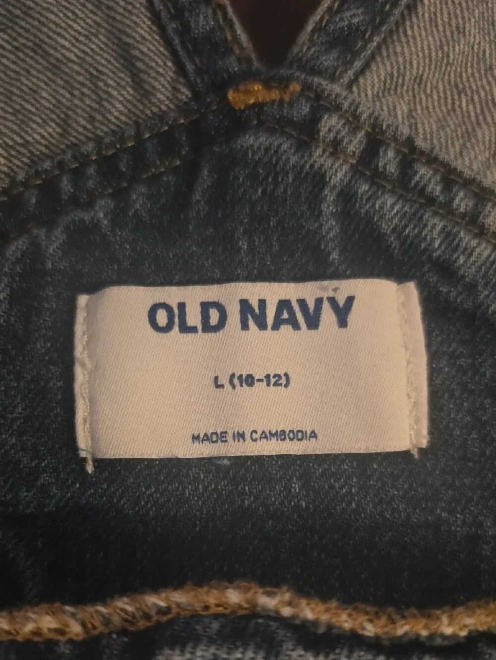Old Navy Denim Overalls in Indigo with Gold Stitching